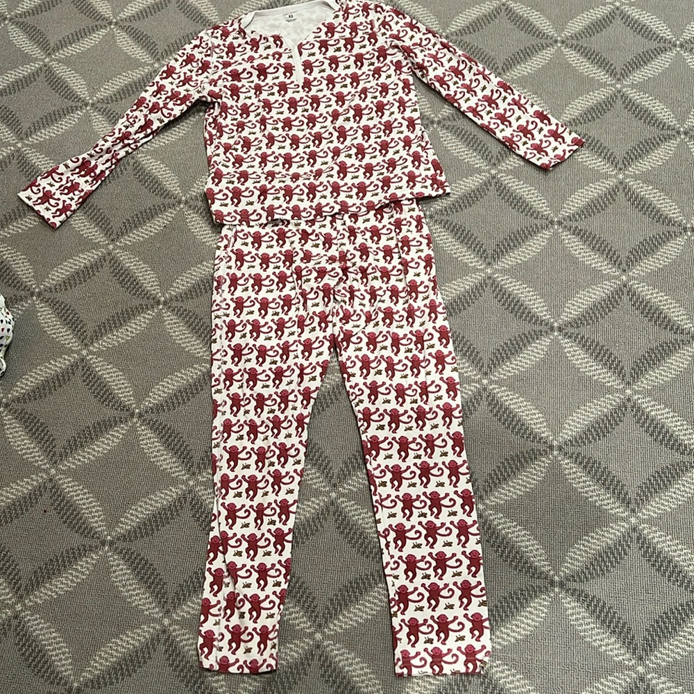 Roller Rabbit original monkey pattern pajamas in pink. Adult size xs